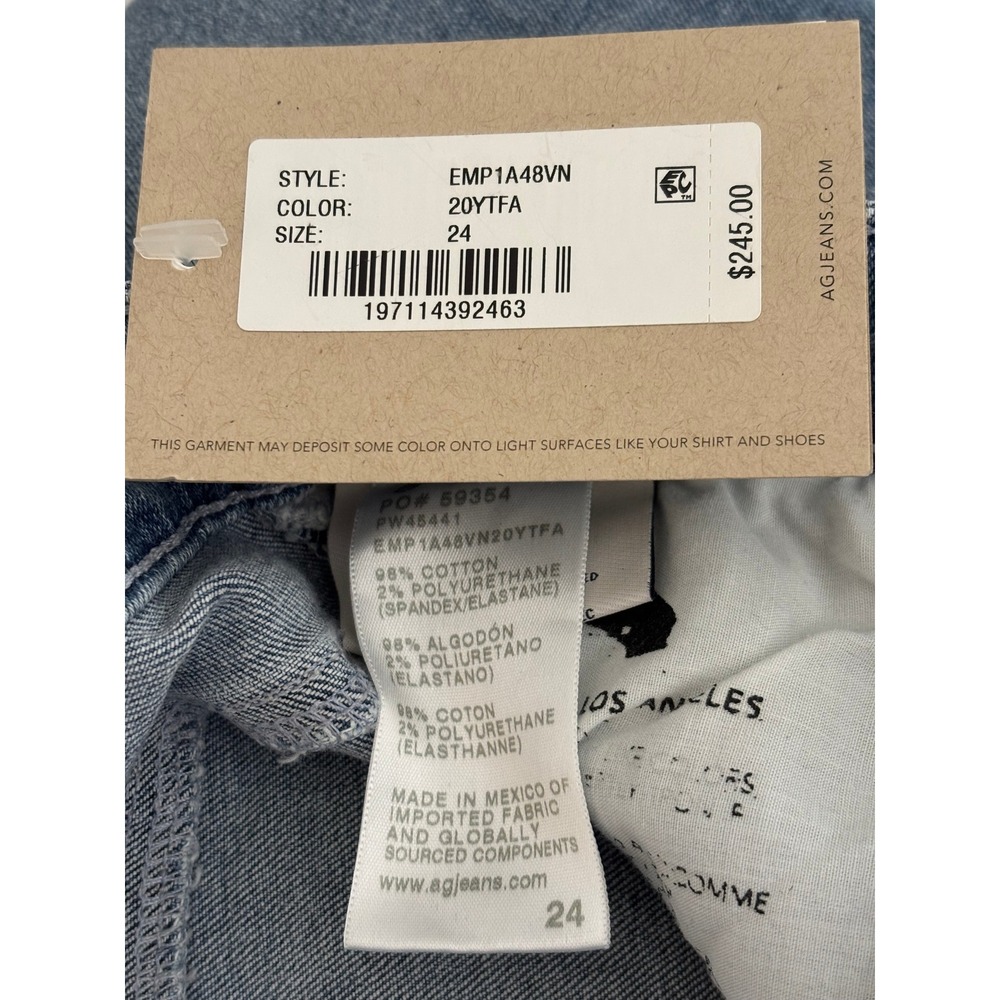 AG Adriano Goldschmied Mari Crop High Rise Slim Straight Jeans Blue Size 24 - Picture 4 of 8